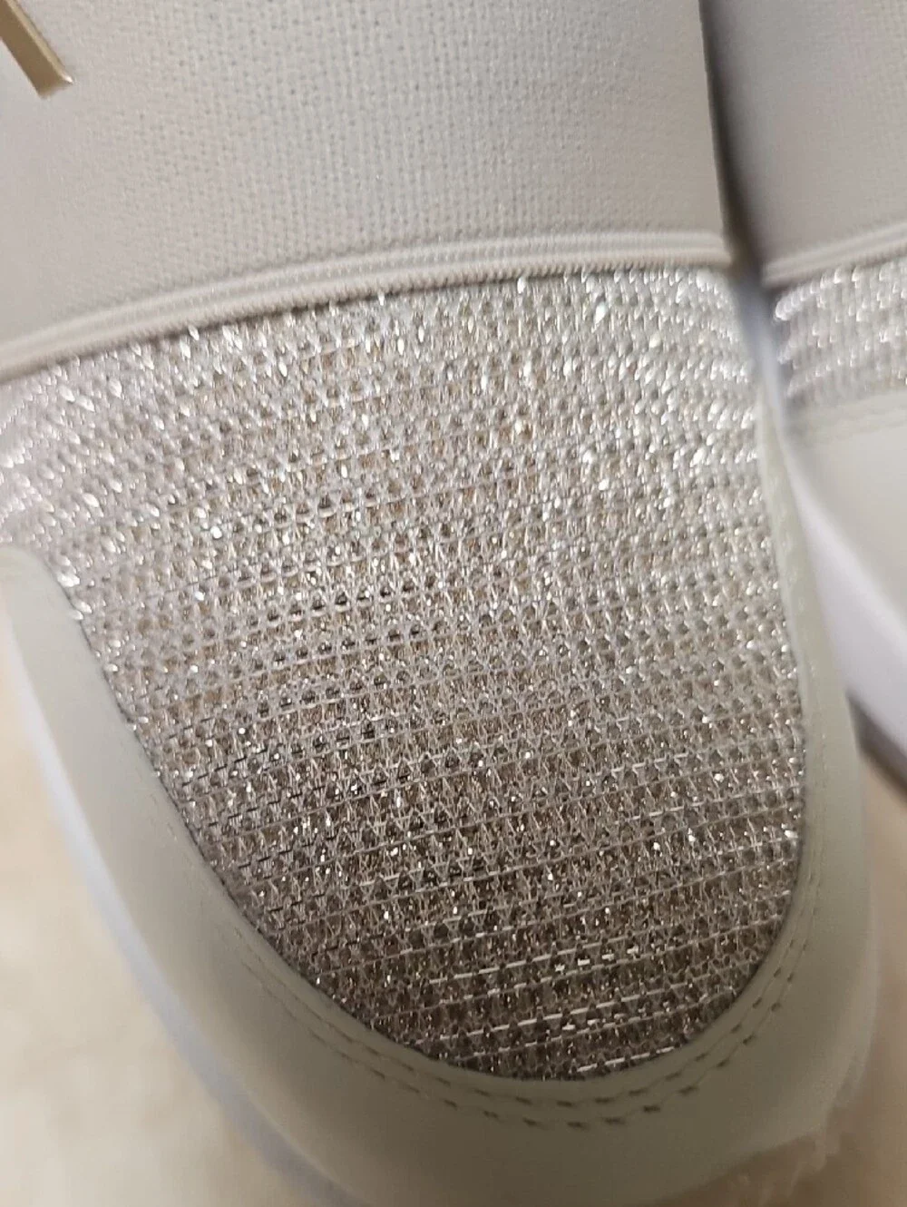 Michael Kors Beige and Gold Slip-On MK Trainer Sneakers